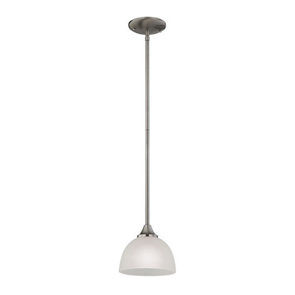 Atlas Bristol Lane 7" Mini Pendant - Elegant Brushed Nickel Fixture with White Glass for Cozy Spaces CL11549-NK