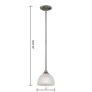 Atlas Bristol Lane 7" Mini Pendant - Elegant Brushed Nickel Fixture with White Glass for Cozy Spaces CL11549-NK