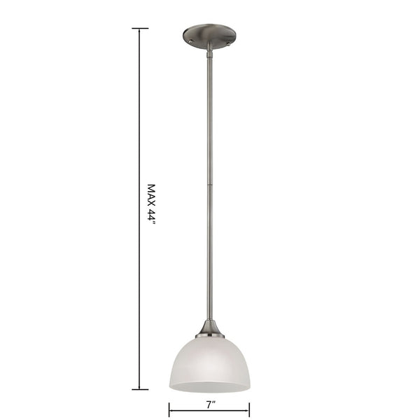 Atlas Bristol Lane 7" Mini Pendant - Elegant Brushed Nickel Fixture with White Glass for Cozy Spaces CL11549-NK