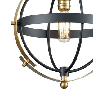 Atlas Caldwell 10'' Wide Mini Pendant Light - Modern Spherical Design in Matte Black & Satin Brass Finish CL11551-BK