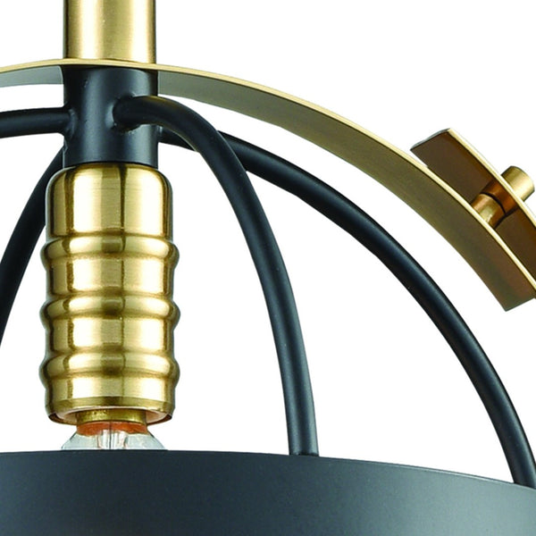 Atlas Caldwell 10'' Wide Mini Pendant Light - Modern Spherical Design in Matte Black & Satin Brass Finish CL11551-BK