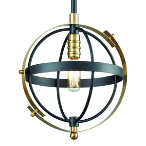 Atlas Caldwell 10'' Wide Mini Pendant Light - Modern Spherical Design in Matte Black & Satin Brass Finish CL11551-BK