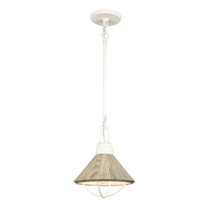 Atlas Cape May 9" Wide Mini Pendant Light - Nautical White Coral Finish, Driftwood Shade for Coastal Charm CL11552-WH