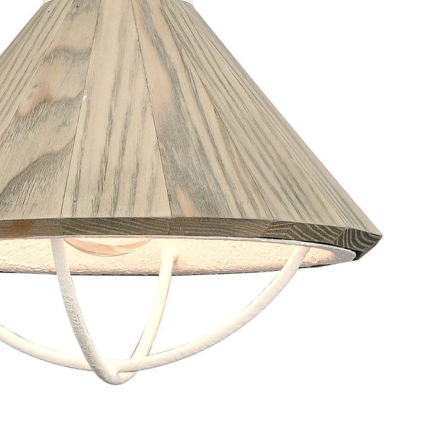 Atlas Cape May 9" Wide Mini Pendant Light - Nautical White Coral Finish, Driftwood Shade for Coastal Charm CL11552-WH