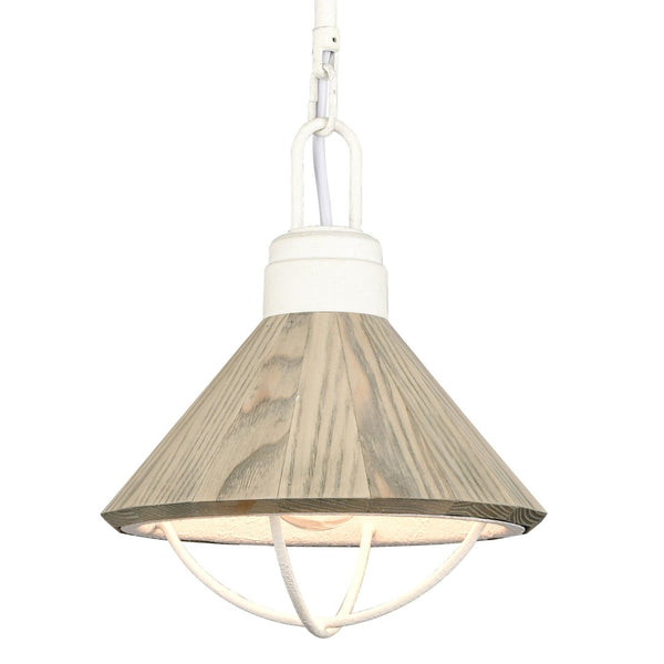 Atlas Cape May 9" Wide Mini Pendant Light - Nautical White Coral Finish, Driftwood Shade for Coastal Charm CL11552-WH