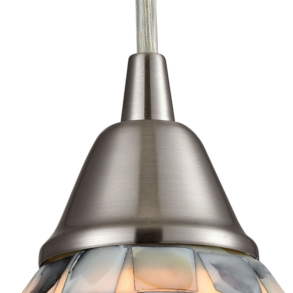 Atlas Capri 1-Light Pendant with Capiz Shell Shade - Coastal Elegance in Satin Nickel for Modern Spaces CL11553-NA