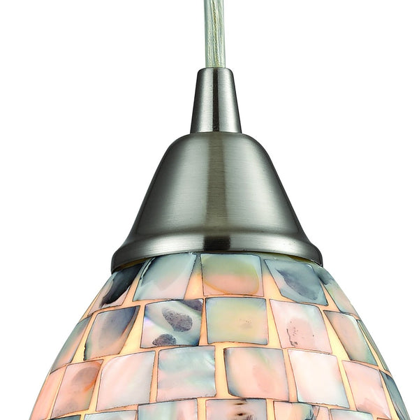 Atlas Capri 1-Light Pendant with Capiz Shell Shade - Coastal Elegance in Satin Nickel for Modern Spaces CL11553-NA