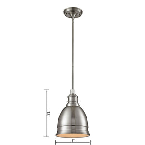 Atlas Carolton 8" Wide Vintage Industrial Mini Pendant Light for Stylish Task Lighting in Any Space Brushed Nickel CL11554-NK