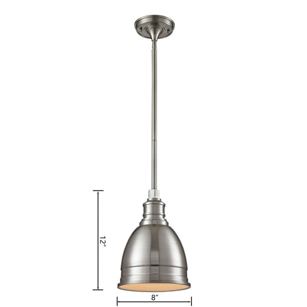 Atlas Carolton 8" Wide Vintage Industrial Mini Pendant Light for Stylish Task Lighting in Any Space Brushed Nickel CL11554-NK