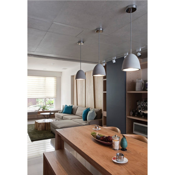 Atlas Castle 8" Wide Modern Mini Pendant Light - Handcrafted Concrete & Chrome, Ideal for Stylish Spaces CL11557-GY