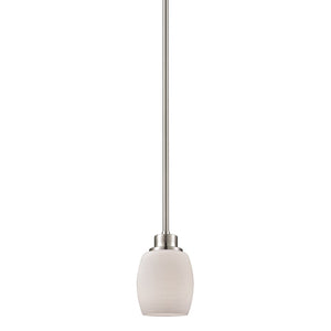 Atlas Casual Mission 5'' Wide 1-Light Mini Pendant - Brushed Nickel, White Opal Glass for Timeless Style CL11558-NK
