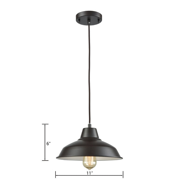 Atlas Classic Loft 11'' Wide 1-Light Mini Pendant - Timeless Farmhouse Charm for Ambient Kitchen Lighting Oil Rubbed Bronze CL11564-BZ