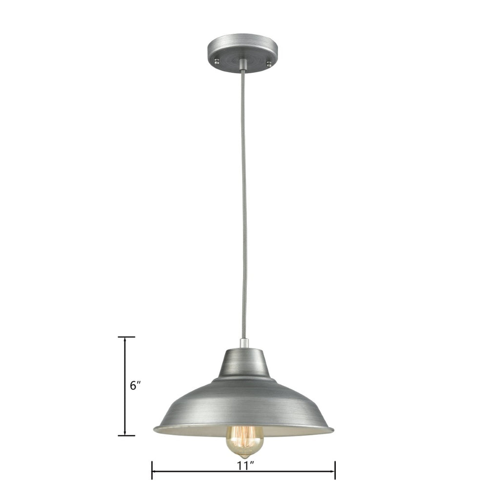 Atlas Classic Loft 11'' Wide 1-Light Mini Pendant - Timeless Farmhouse Charm for Ambient Kitchen Lighting Weathered Zinc CL11564-SV