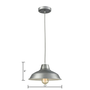 Atlas Classic Loft 11'' Wide 1-Light Mini Pendant - Timeless Farmhouse Charm for Ambient Kitchen Lighting Weathered Zinc CL11564-SV