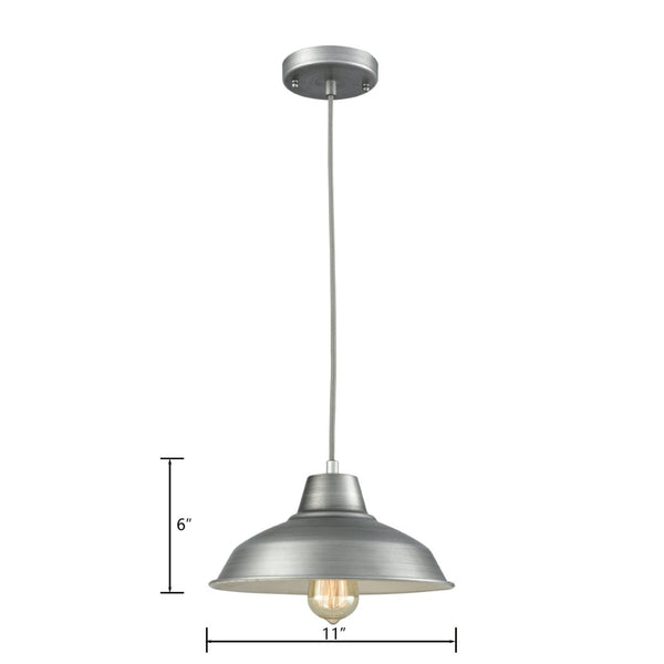 Atlas Classic Loft 11'' Wide 1-Light Mini Pendant - Timeless Farmhouse Charm for Ambient Kitchen Lighting Weathered Zinc CL11564-SV