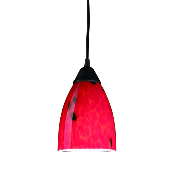 Atlas Classico 5'' Wide 1-Light Pendant - Artisan Hand-Blown Glass for Warm Ambient Lighting in Any Space Dark Rust with Fire Red Glass CL11565-RD