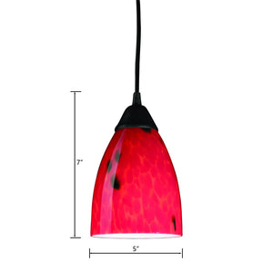 Atlas Classico 5'' Wide 1-Light Pendant - Artisan Hand-Blown Glass for Warm Ambient Lighting in Any Space Dark Rust with Fire Red Glass CL11565-RD
