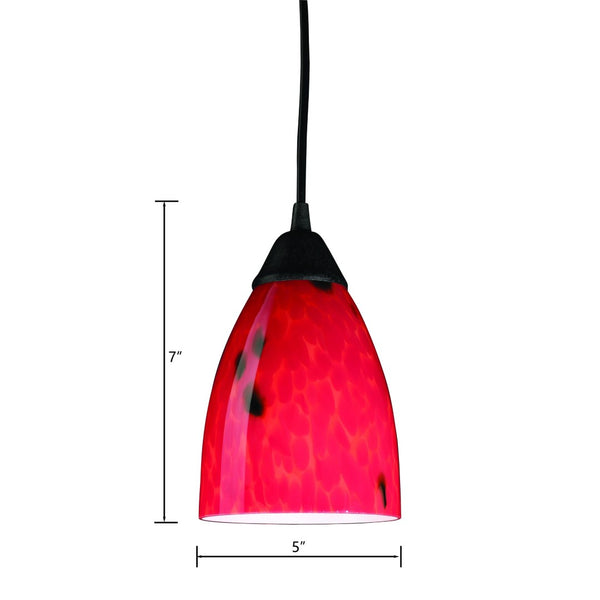 Atlas Classico 5'' Wide 1-Light Pendant - Artisan Hand-Blown Glass for Warm Ambient Lighting in Any Space Dark Rust with Fire Red Glass CL11565-RD