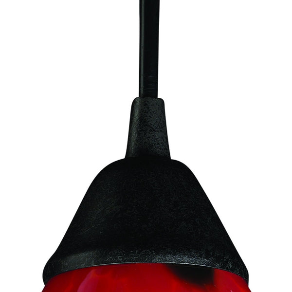 Atlas Classico 5'' Wide 1-Light Pendant - Artisan Hand-Blown Glass for Warm Ambient Lighting in Any Space Dark Rust with Fire Red Glass CL11565-RD