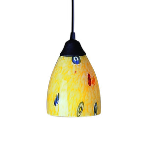 Atlas Classico 5'' Wide 1-Light Pendant - Artisan Hand-Blown Glass for Warm Ambient Lighting in Any Space Dark Rust with Yellow Blaze Glass CL11565-YW