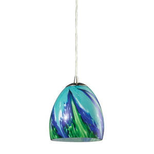 Atlas Colorwave 6" Wide 1-Light Pendant - Vibrant Blue Art Glass with Sleek Satin Nickel for Modern Spaces CL11566-BL