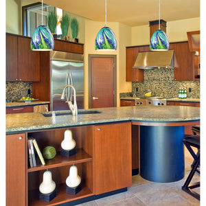 Atlas Colorwave 6" Wide 1-Light Pendant - Vibrant Blue Art Glass with Sleek Satin Nickel for Modern Spaces CL11566-BL