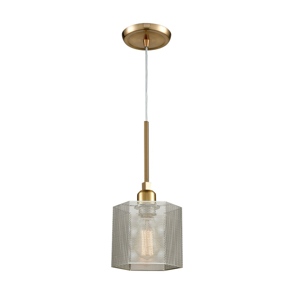 Atlas Compartir 6" Wide Mini Pendant Light - Geometric Polished Nickel and Satin Brass for Modern Spaces CL11567-BS