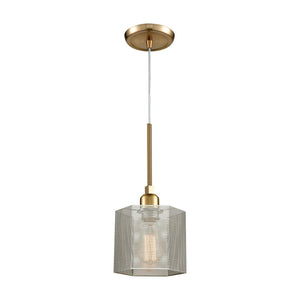 Atlas Compartir 6" Wide Mini Pendant Light - Geometric Polished Nickel and Satin Brass for Modern Spaces CL11567-BS