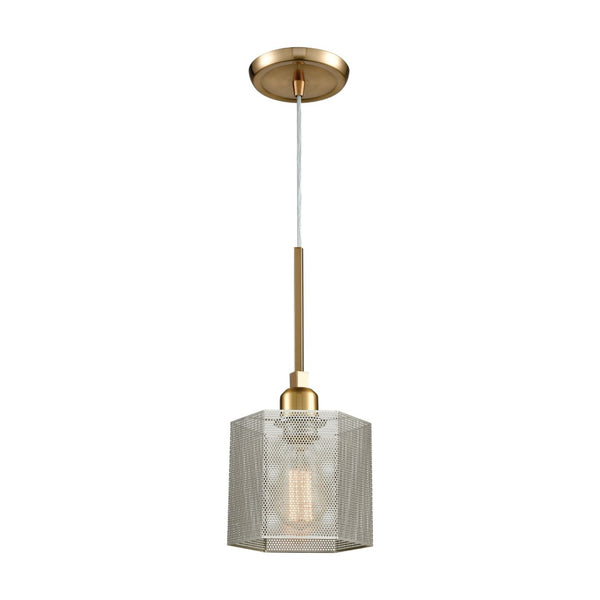Atlas Compartir 6" Wide Mini Pendant Light - Geometric Polished Nickel and Satin Brass for Modern Spaces CL11567-BS