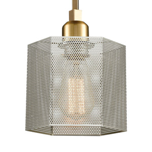 Atlas Compartir 6" Wide Mini Pendant Light - Geometric Polished Nickel and Satin Brass for Modern Spaces CL11567-BS
