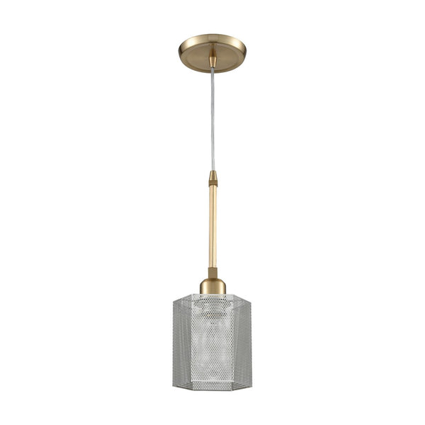 Atlas Compartir 6" Wide Mini Pendant Light - Geometric Polished Nickel and Satin Brass for Modern Spaces CL11567-BS