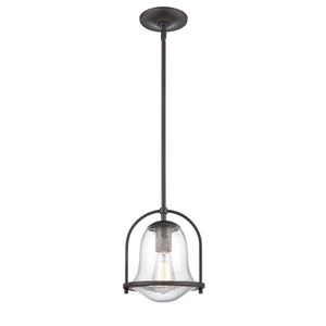 Atlas Connection 1-Light Mini Pendant - Vintage-Inspired Seedy Glass Shade for Stylish Indoor Lighting Oil Rubbed Bronze CL11568-BZ