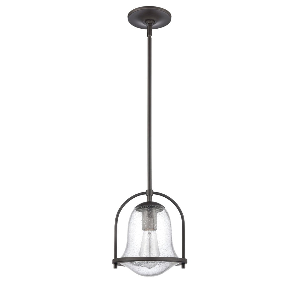 Atlas Connection 1-Light Mini Pendant - Vintage-Inspired Seedy Glass Shade for Stylish Indoor Lighting Oil Rubbed Bronze CL11568-BZ