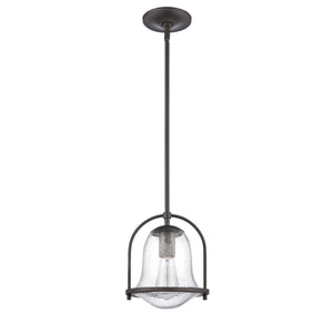 Atlas Connection 1-Light Mini Pendant - Vintage-Inspired Seedy Glass Shade for Stylish Indoor Lighting Oil Rubbed Bronze CL11568-BZ