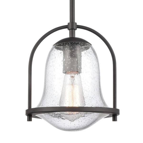 Atlas Connection 1-Light Mini Pendant - Vintage-Inspired Seedy Glass Shade for Stylish Indoor Lighting Oil Rubbed Bronze CL11568-BZ