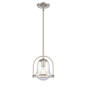 Atlas Connection 1-Light Mini Pendant - Vintage-Inspired Seedy Glass Shade for Stylish Indoor Lighting Satin Nickel CL11568-NK