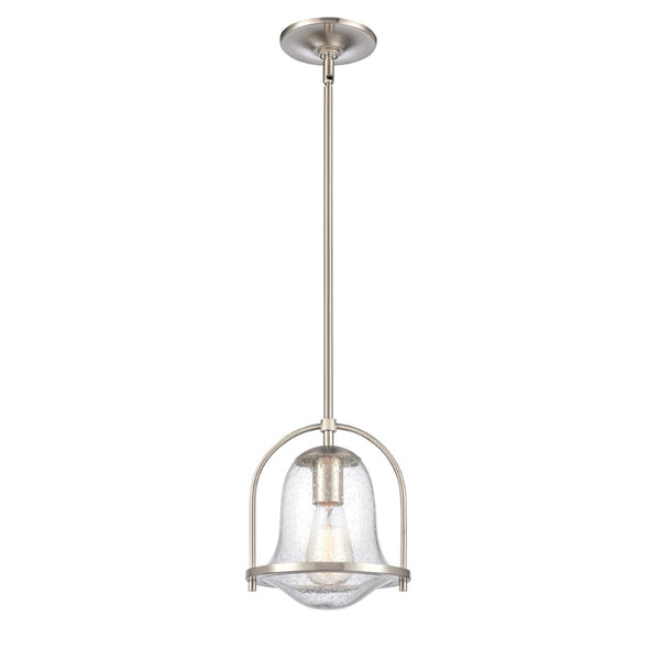 Atlas Connection 1-Light Mini Pendant - Vintage-Inspired Seedy Glass Shade for Stylish Indoor Lighting Satin Nickel CL11568-NK
