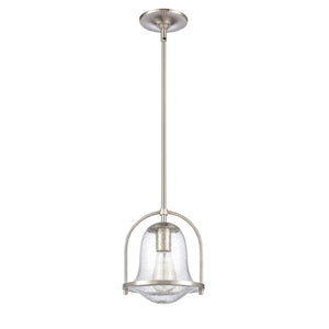Atlas Connection 1-Light Mini Pendant - Vintage-Inspired Seedy Glass Shade for Stylish Indoor Lighting Satin Nickel CL11568-NK
