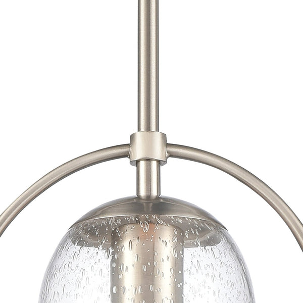 Atlas Connection 1-Light Mini Pendant - Vintage-Inspired Seedy Glass Shade for Stylish Indoor Lighting Satin Nickel CL11568-NK