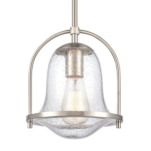 Atlas Connection 1-Light Mini Pendant - Vintage-Inspired Seedy Glass Shade for Stylish Indoor Lighting Satin Nickel CL11568-NK