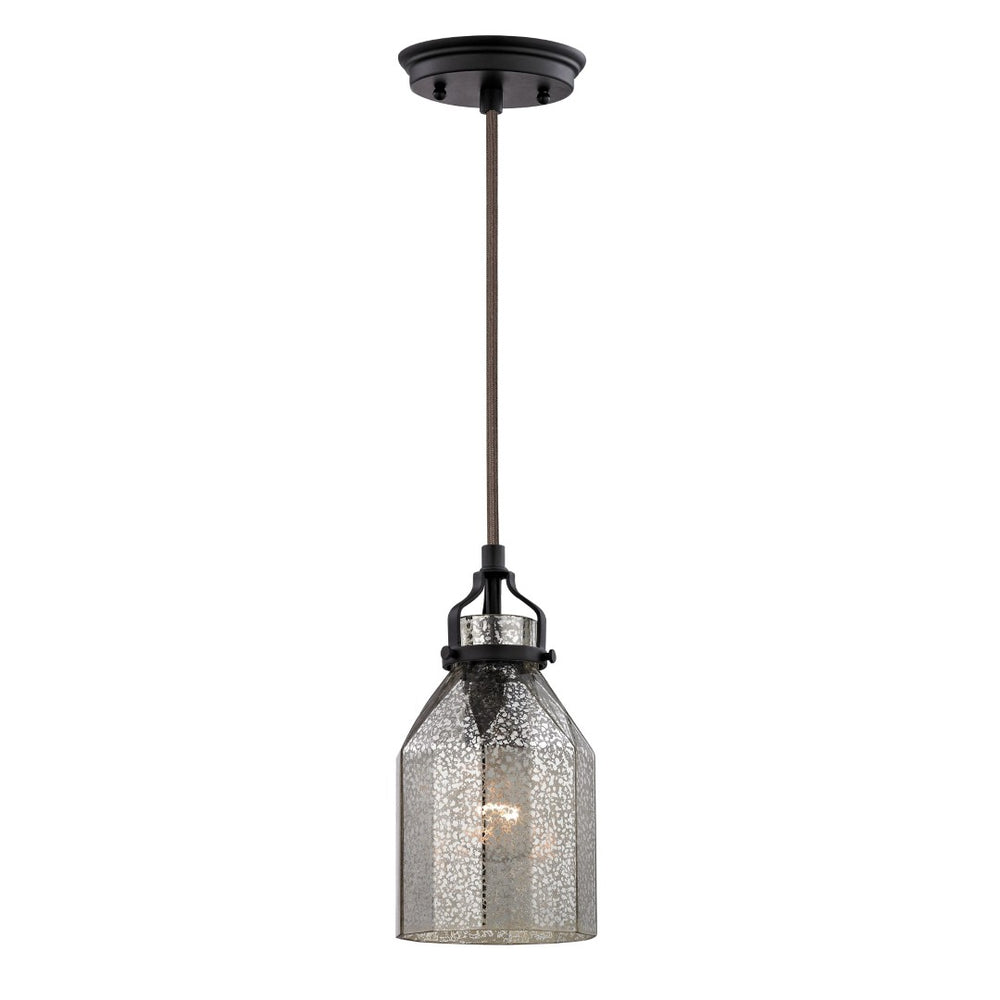 Atlas Danica Vintage-Inspired 1-Light Pendant with Scalloped Glass Shade for Elegant Indoor Spaces Oil Rubbed Bronze CL11572-BZ