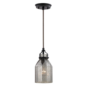 Atlas Danica Vintage-Inspired 1-Light Pendant with Scalloped Glass Shade for Elegant Indoor Spaces Oil Rubbed Bronze CL11572-BZ