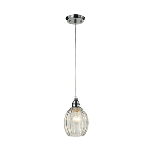 Atlas Danica Vintage-Inspired 1-Light Pendant with Scalloped Glass Shade for Elegant Indoor Spaces Polished Chrome CL11573-CH