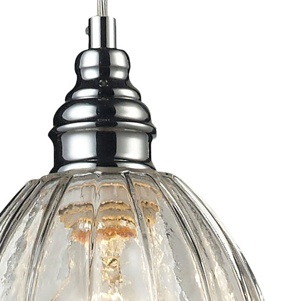 Atlas Danica Vintage-Inspired 1-Light Pendant with Scalloped Glass Shade for Elegant Indoor Spaces Polished Chrome CL11573-CH
