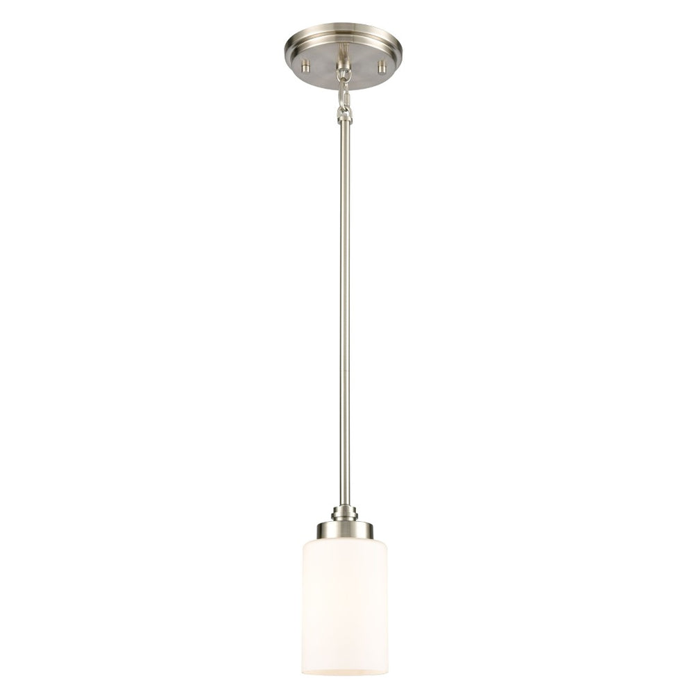 Atlas Dawson 4" Wide Mini Pendant Light - Elegant Satin Nickel with Opal Glass for Modern Spaces CL11574-NK