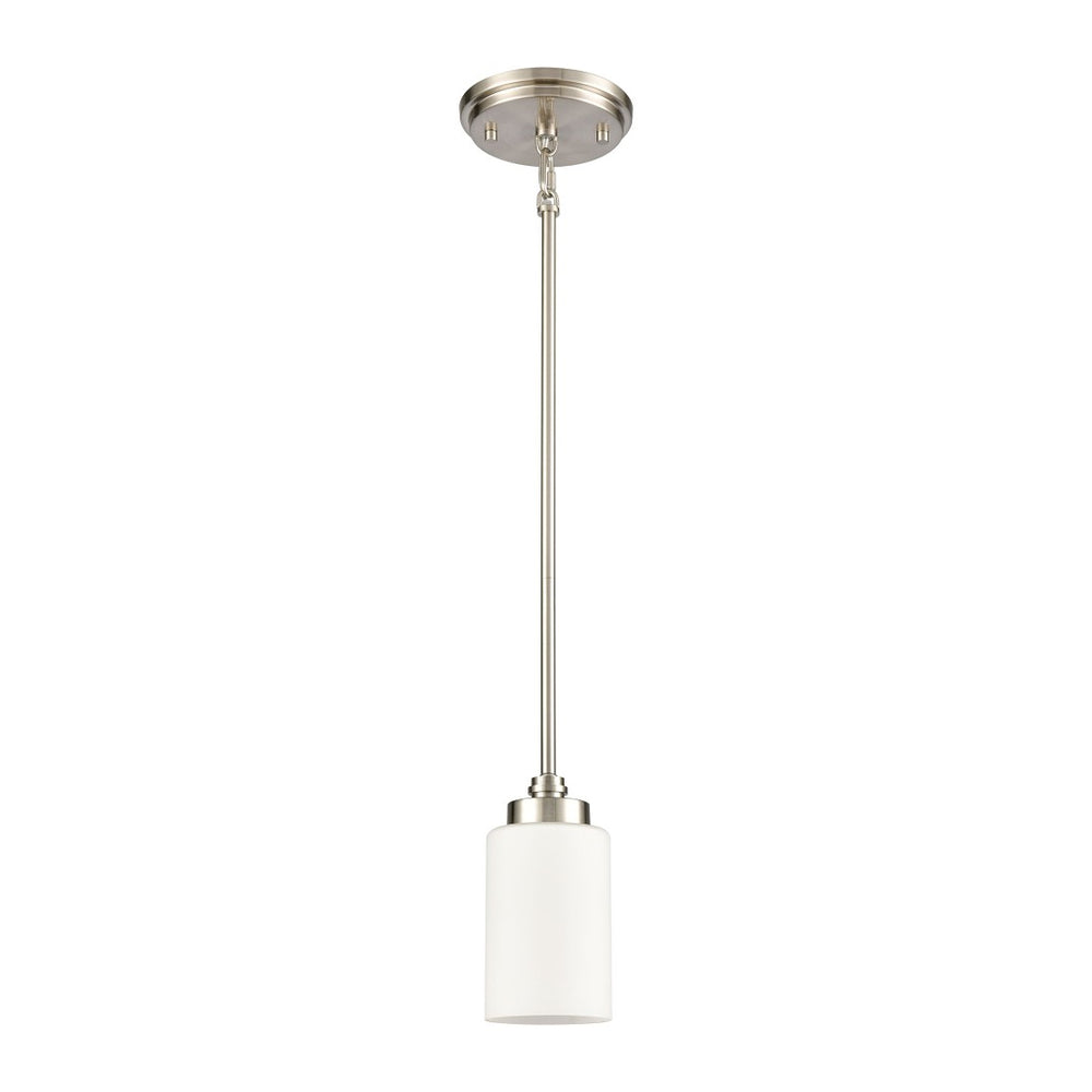 Atlas Dawson 4" Wide Mini Pendant Light - Elegant Satin Nickel with Opal Glass for Modern Spaces CL11574-NK