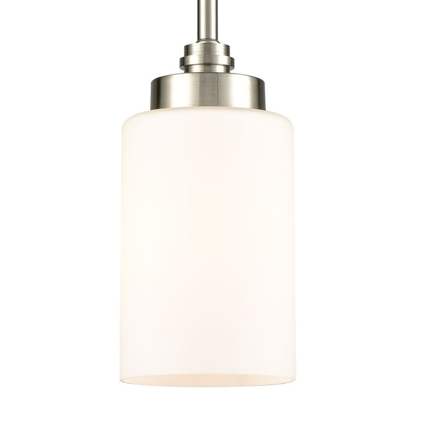 Atlas Dawson 4" Wide Mini Pendant Light - Elegant Satin Nickel with Opal Glass for Modern Spaces CL11574-NK