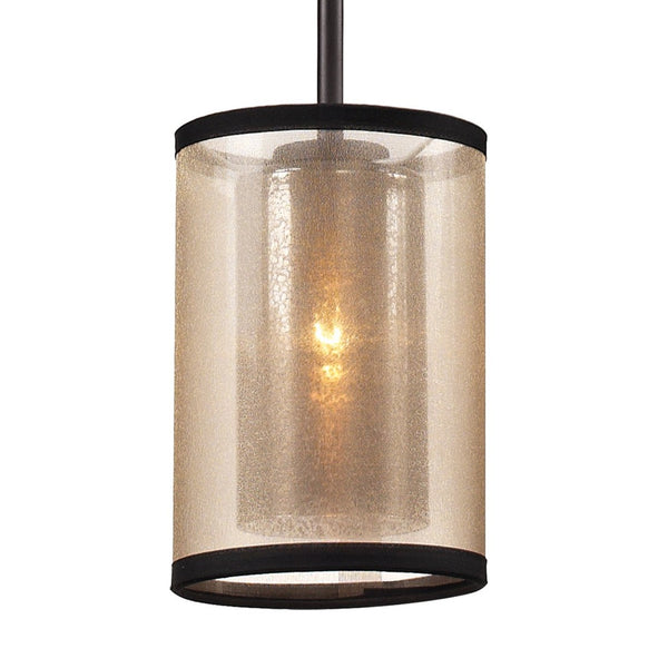 Atlas Diffusion 6'' Wide 1-Light Mini Pendant - Vintage Charm with Beige Shade & Oil Rubbed Bronze Finish CL11575-BZ