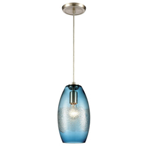 Atlas Ebbtide 6" Aqua Glass Mini Pendant Light - Coastal Elegance in Satin Nickel for Any Room Decor CL11576-BL