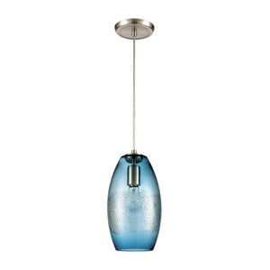 Atlas Ebbtide 6" Aqua Glass Mini Pendant Light - Coastal Elegance in Satin Nickel for Any Room Decor CL11576-BL